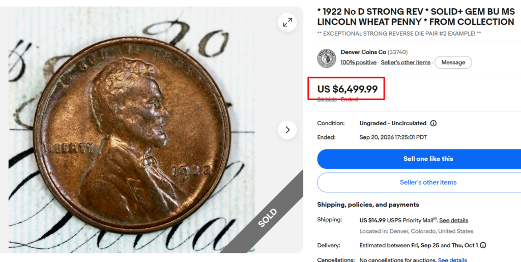 1922 No D Strong Reverse Cent
