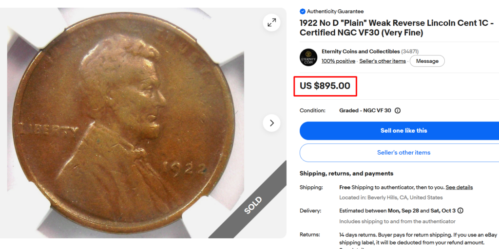 1922 No D Weak Reverse