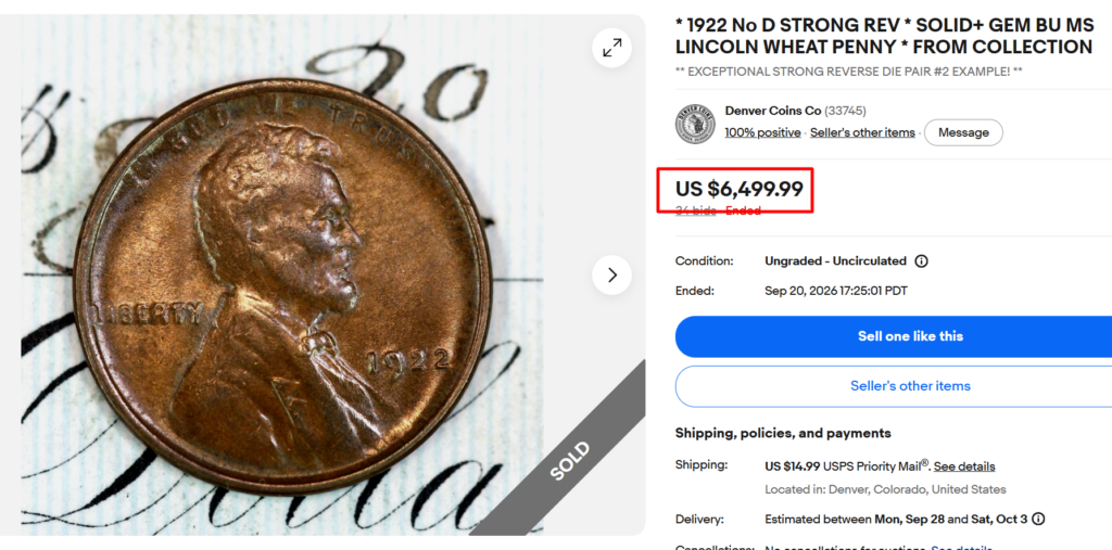 1922 Penny No D Strong Rev