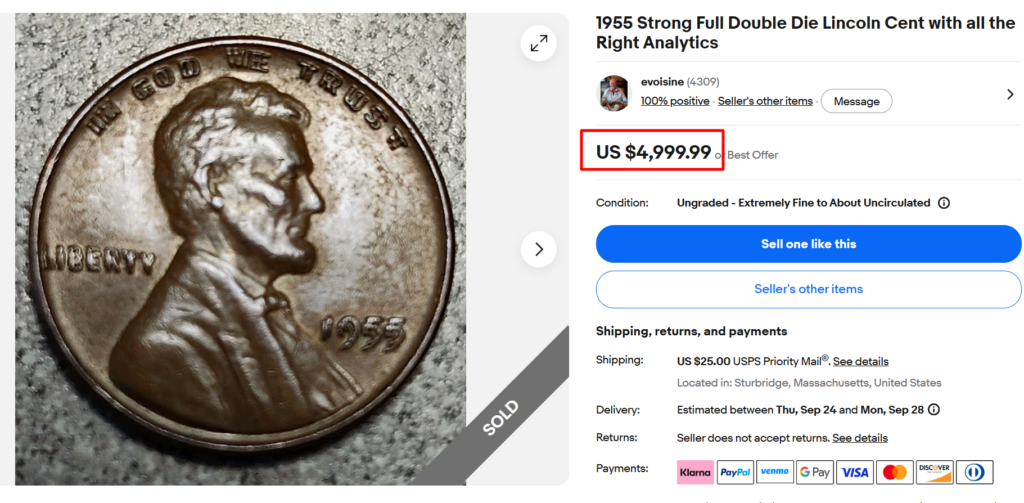 1955 Doubled Die Obverse Penny