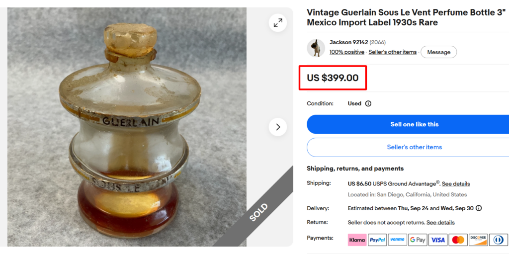 Baccarat Guerlain Sous le Vent Perfume Bottle