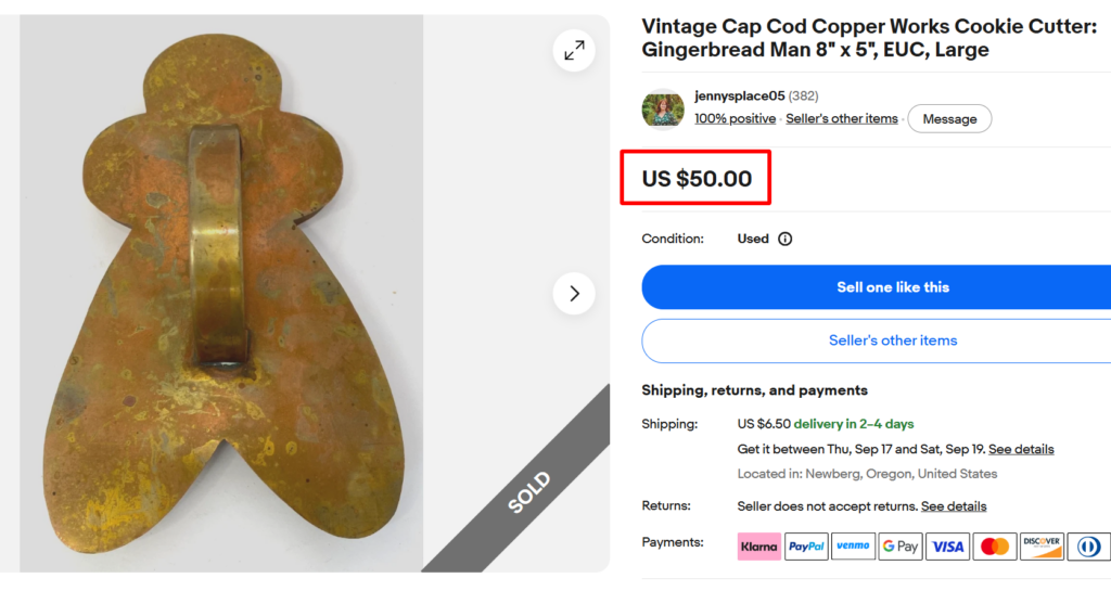 Cape Cod Copper Works Gingerbread Man Cookie Cutter