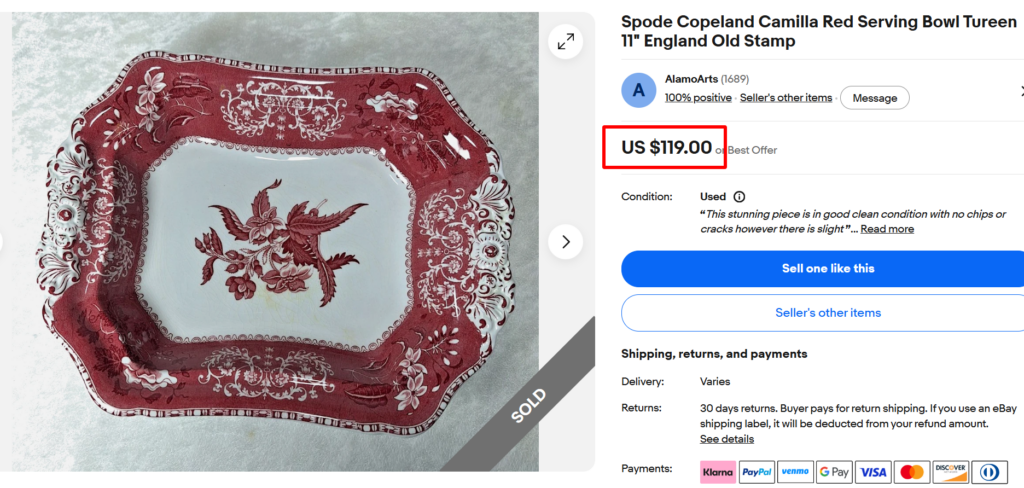 Copeland Spode Camilla Red Platter