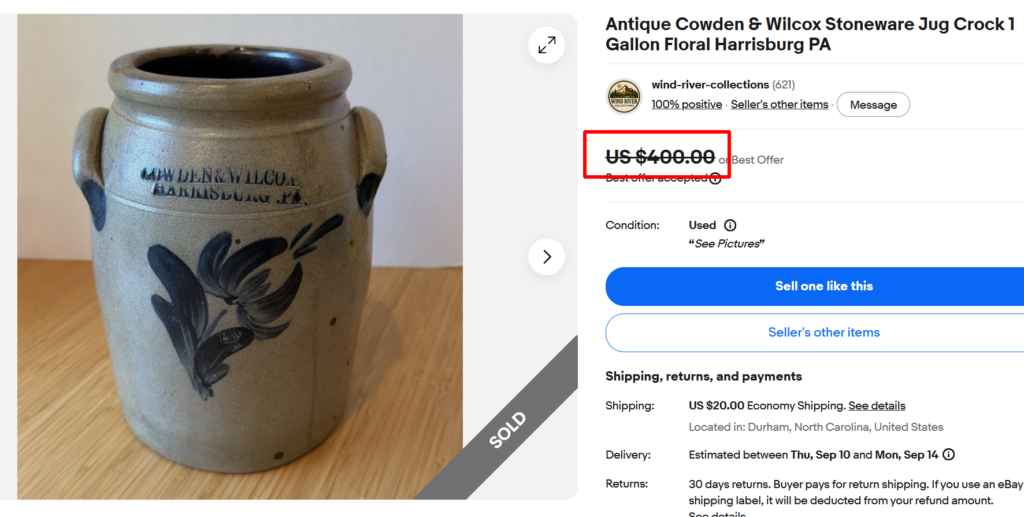 Cowden & Wilcox Cobalt Crock