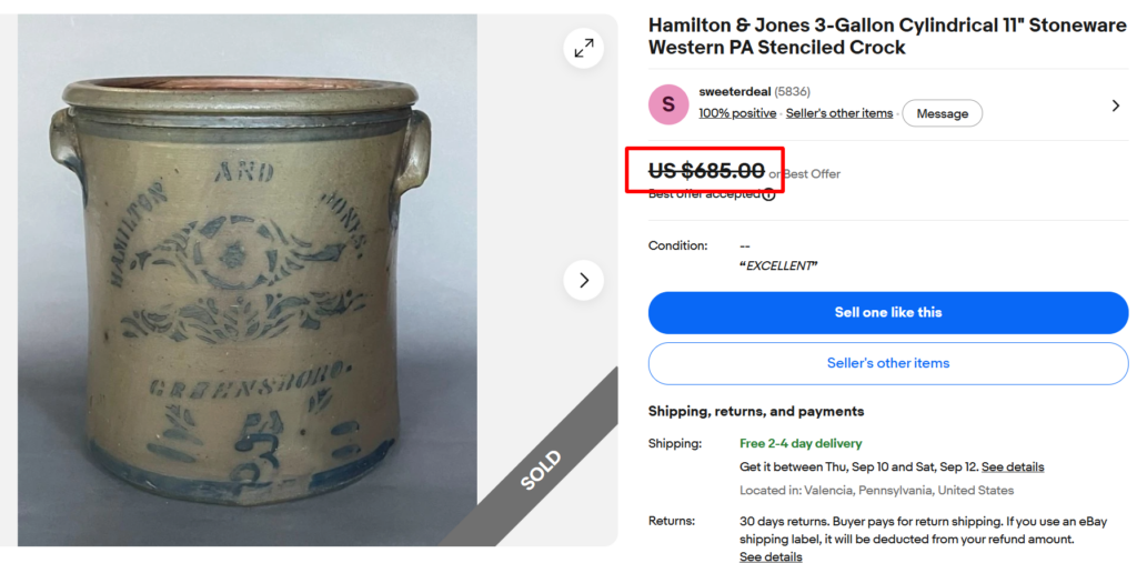 Hamilton & Jones Stenciled Stoneware Crock