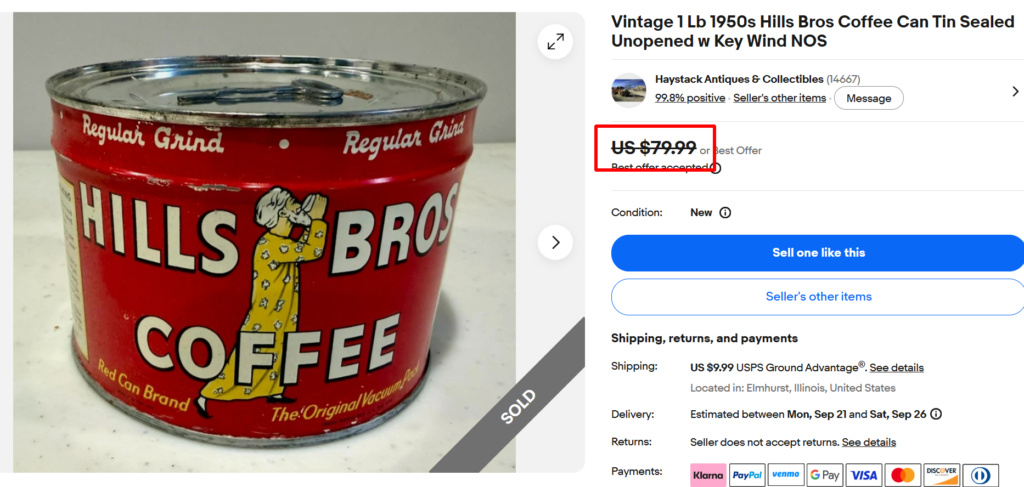 Hills Bros. Coffee Tin
