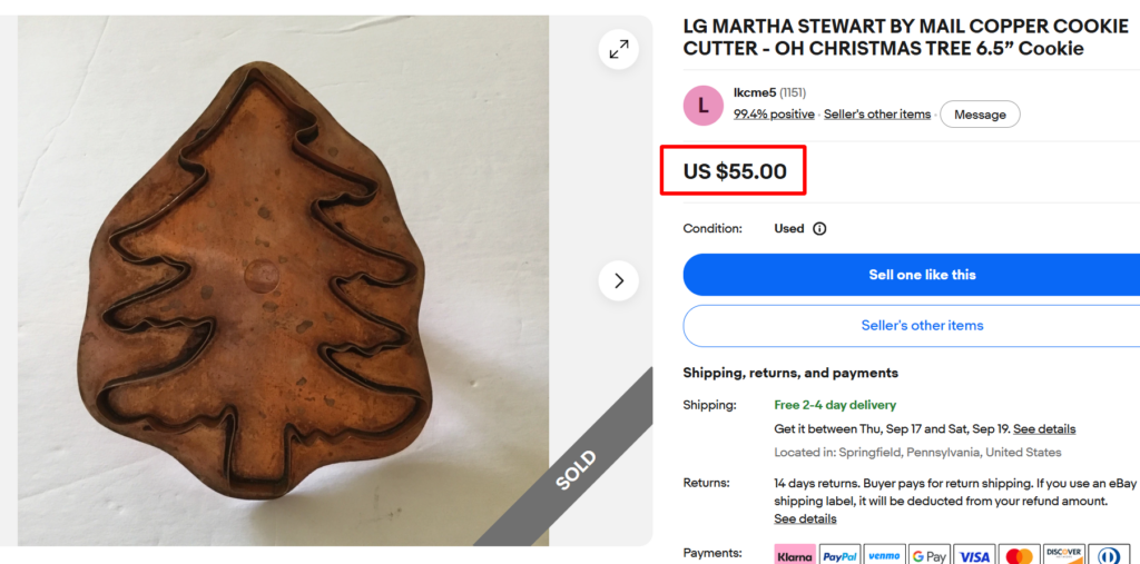 LG Martha Stewart by Mail Oh Christmas Tree Cookie Cutter