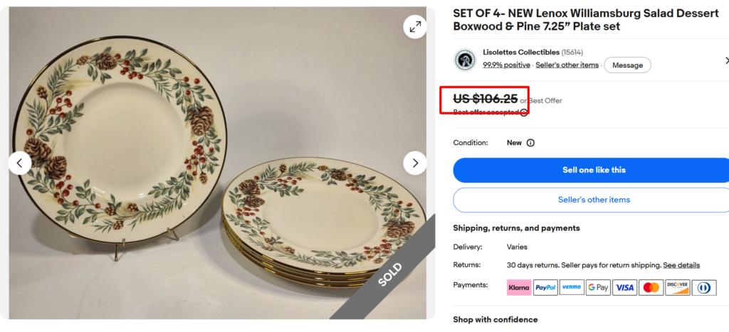Lenox Williamsburg Boxwood & Pine Plates