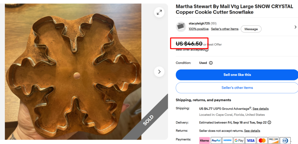 Martha Stewart by Mail Snow Crystal Cookie Cutter