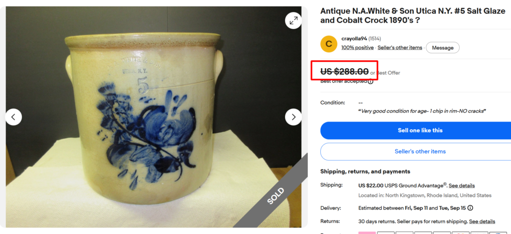 N.A. White & Sons Cobalt Crock