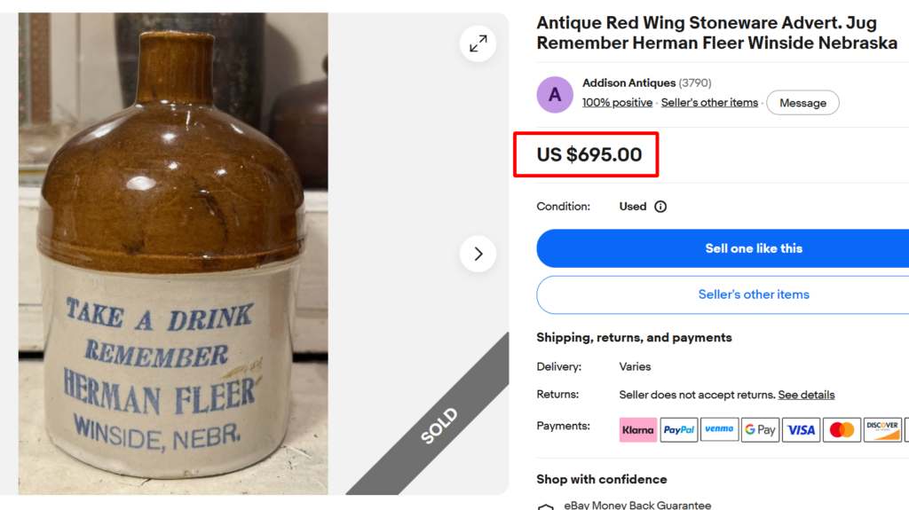 Red Wing Advertising Stoneware Jug