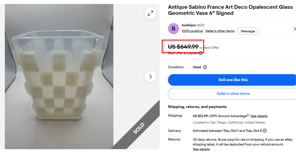 Sabino Opalescent Art Deco Vase