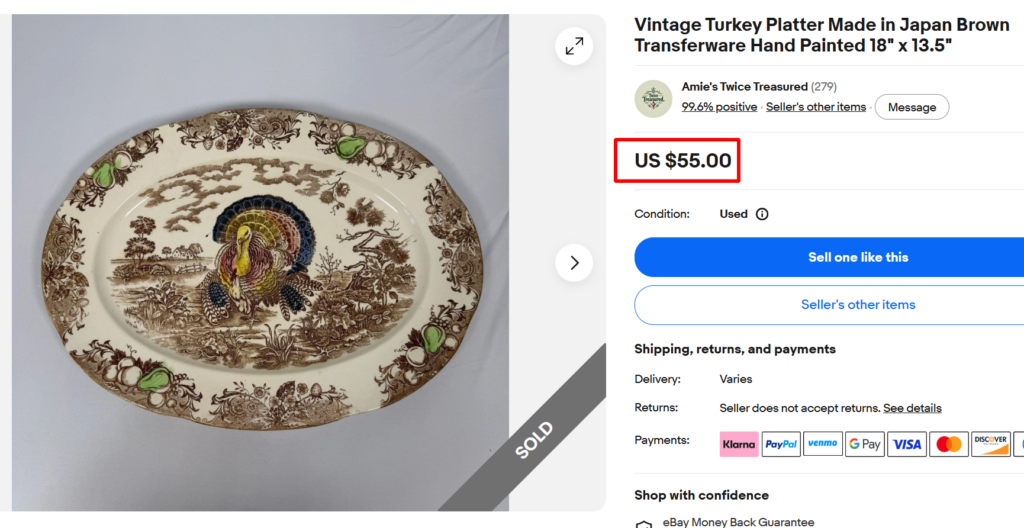 Vintage Made in Japan Turkey Platter