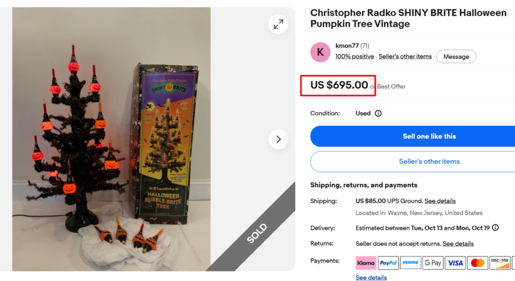 Christopher Radko Shiny Brite Halloween Pumpkin Tree