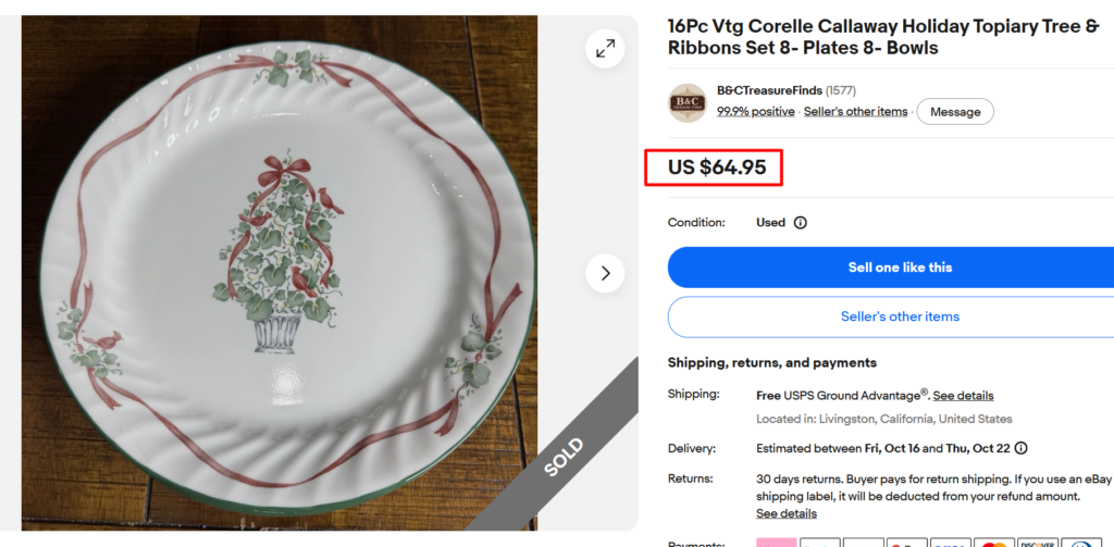 Corelle Callaway Holiday Partial Set