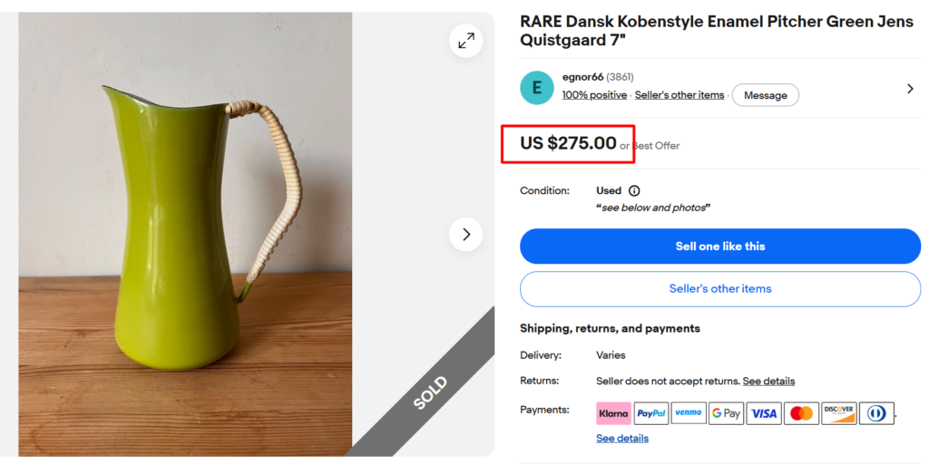 Dansk Kobenstyle Cord-Wrapped Handle Pitcher