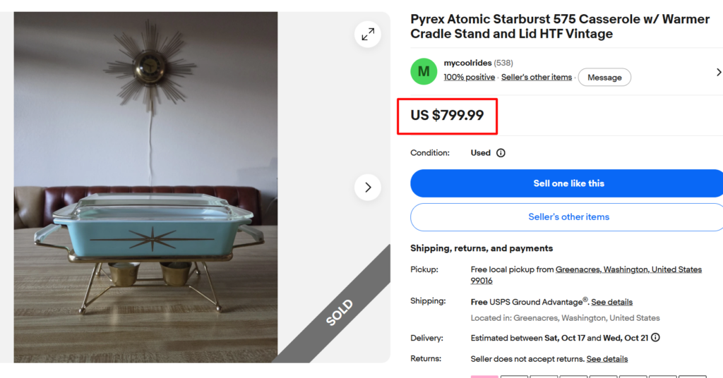 Pyrex Atomic Starburst Casserole with Warmer