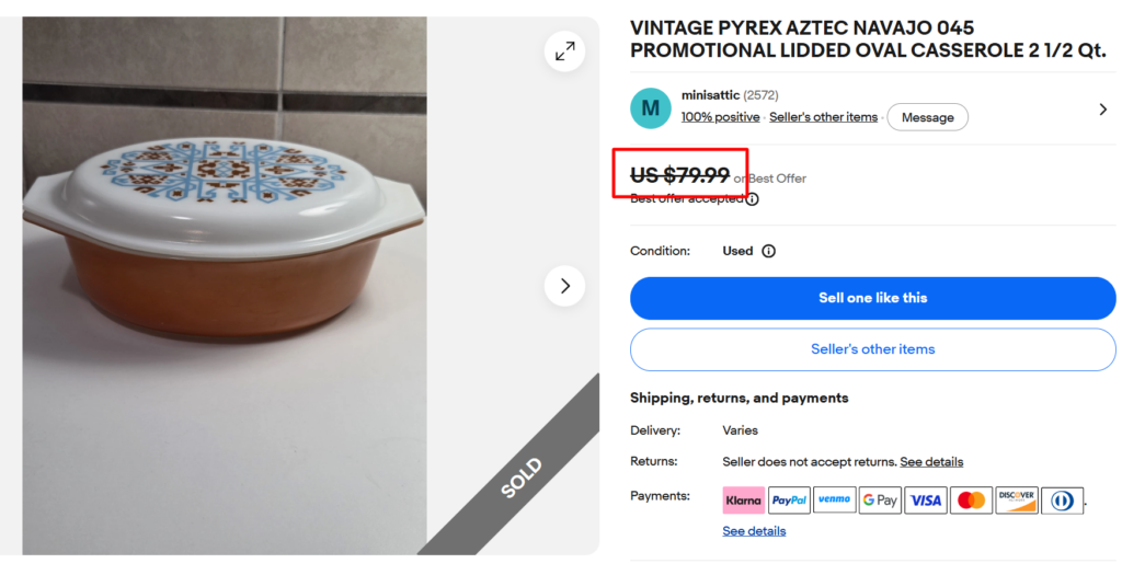 Pyrex Aztec Navajo Casserole