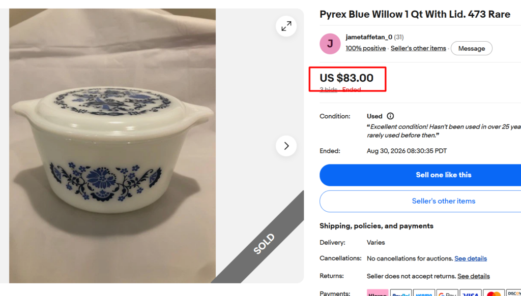 Pyrex Blue Willow Casserole
