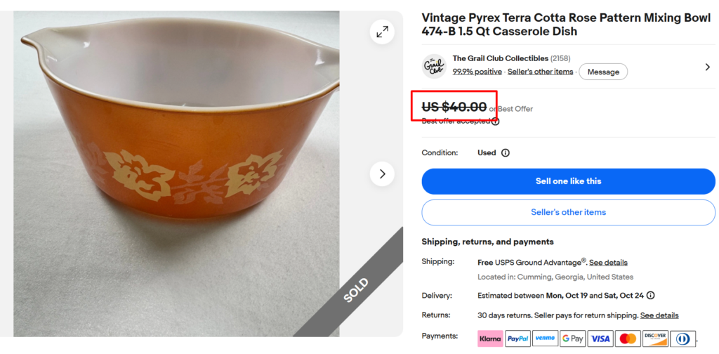 Pyrex Terra Cotta Rose Dish