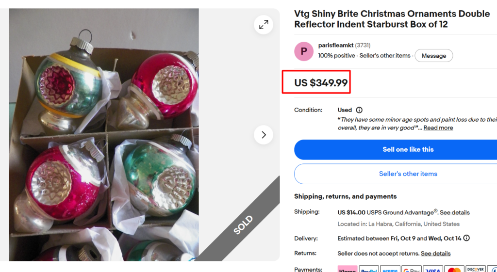 Shiny Brite Indent Reflector Ornaments